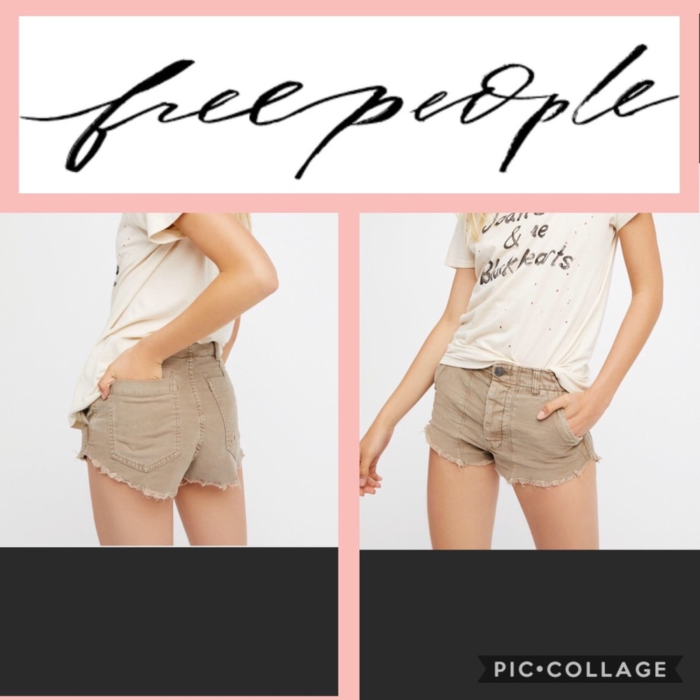 NEW Free People Raw Patched Standoff Cutoffs.Beige - Picture 1 of 7